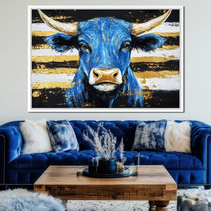 Bull Cobalt Resilience Canvas Wall Art