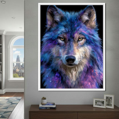 Galactic Wolf Night Watcher Canvas Wall Art