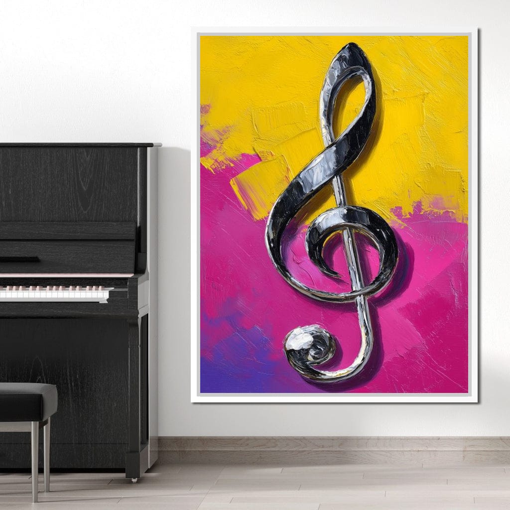 Electric Treble Clef Glow Canvas Wall Art