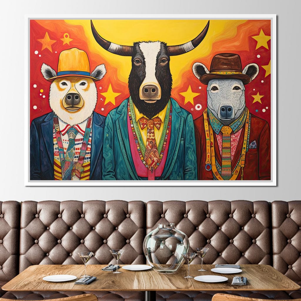 Dapper Wild Trio of Animals Canvas Wall Art
