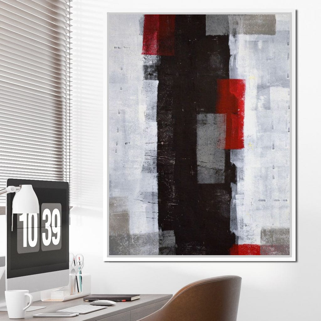 Grey & Red Abstract Art Painting Canvas Wall Art