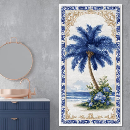 Coastal Blue Palm Reverie Canvas Wall Art
