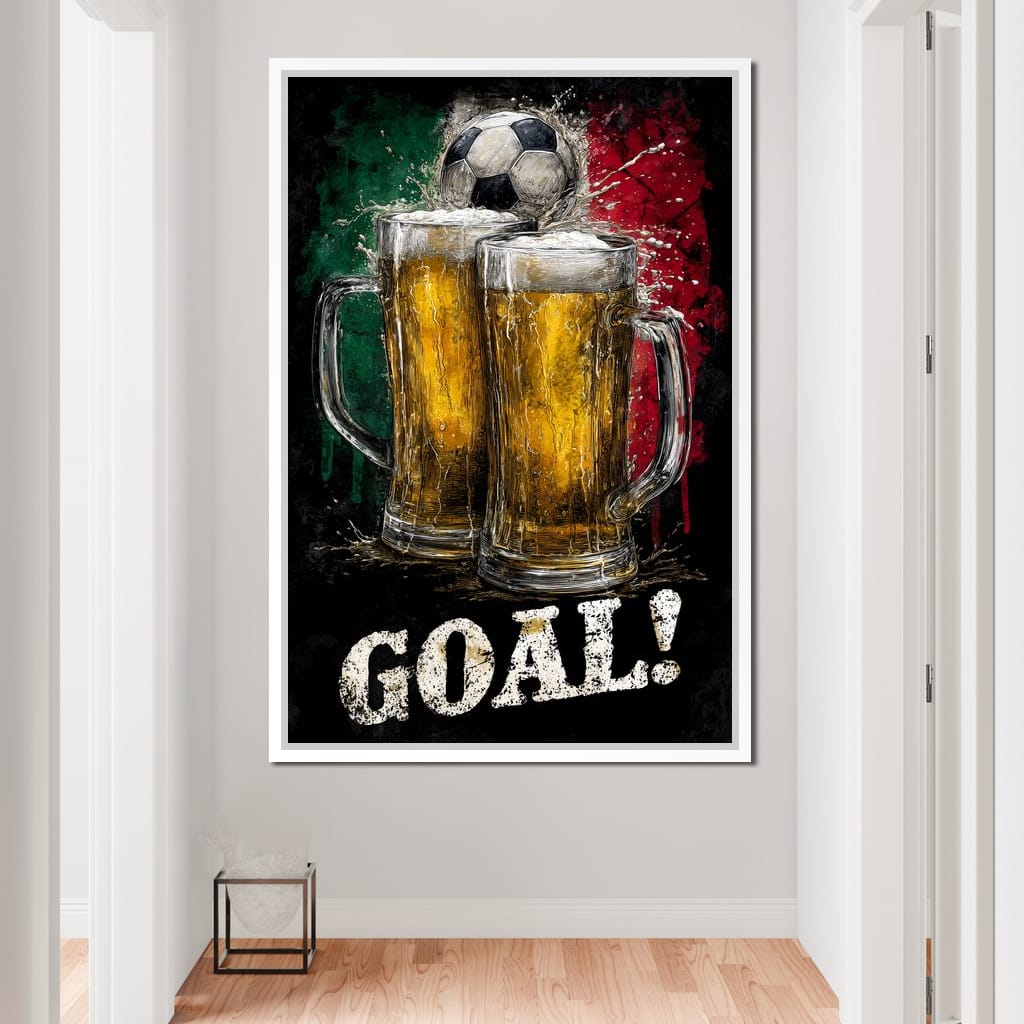 Italian Football Beer Goal Canvas Wall Art