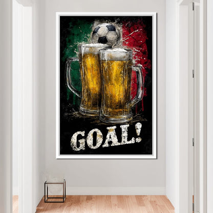 Italian Football Beer Goal Canvas Wall Art