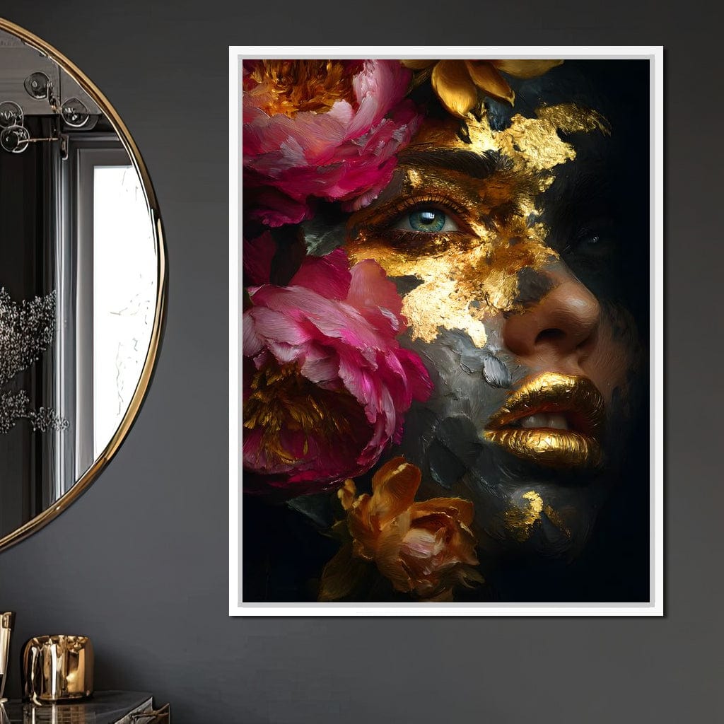 Golden Petal Portrait Radiance Canvas Wall Art