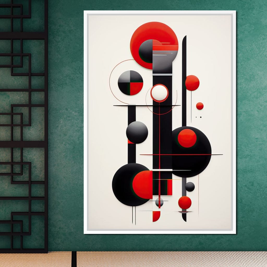 Architectural Symphony in Red and Charcoal Canvas Wall Art