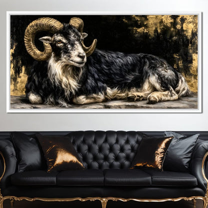 Watchful Ram of the Gilded Void Canvas Wall Art