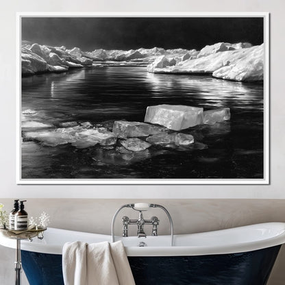 Midnight Drift Ice Fjord Canvas Wall Art