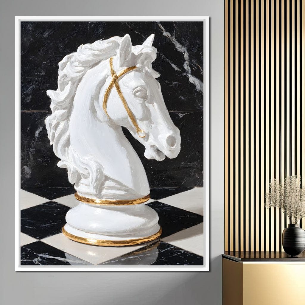 Gilded Knight on Marble Board Canvas Wall Art