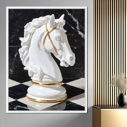 Gilded Knight on Marble Board Canvas Wall Art