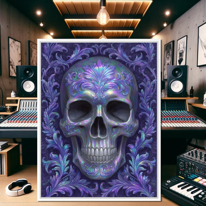Prismatic Skull Baroque Flourish Canvas Wall Art