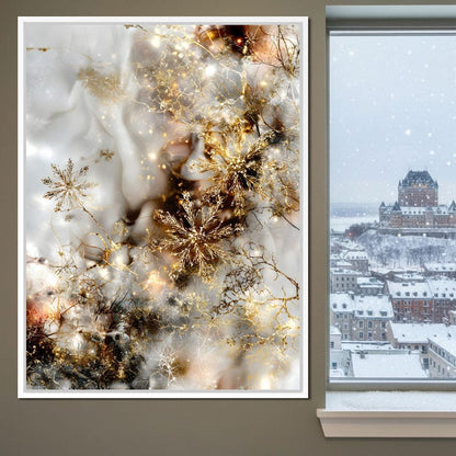 Golden Snowflake Reverie Canvas Wall Art