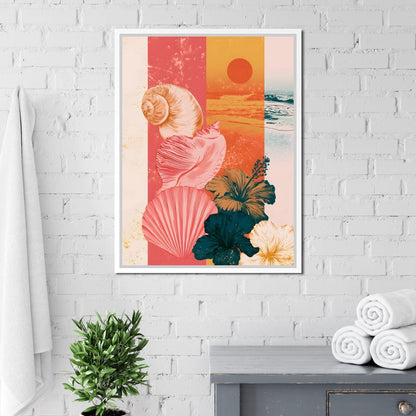 Tidal Shore And Floral Shell Canvas Wall Art
