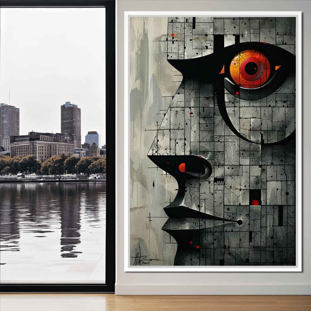 Enigmatic Gaze Fractal Mosaic Canvas Wall Art