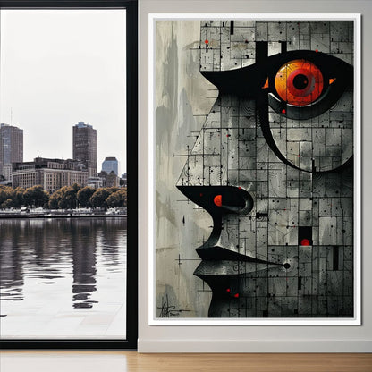 Enigmatic Gaze Fractal Mosaic Canvas Wall Art