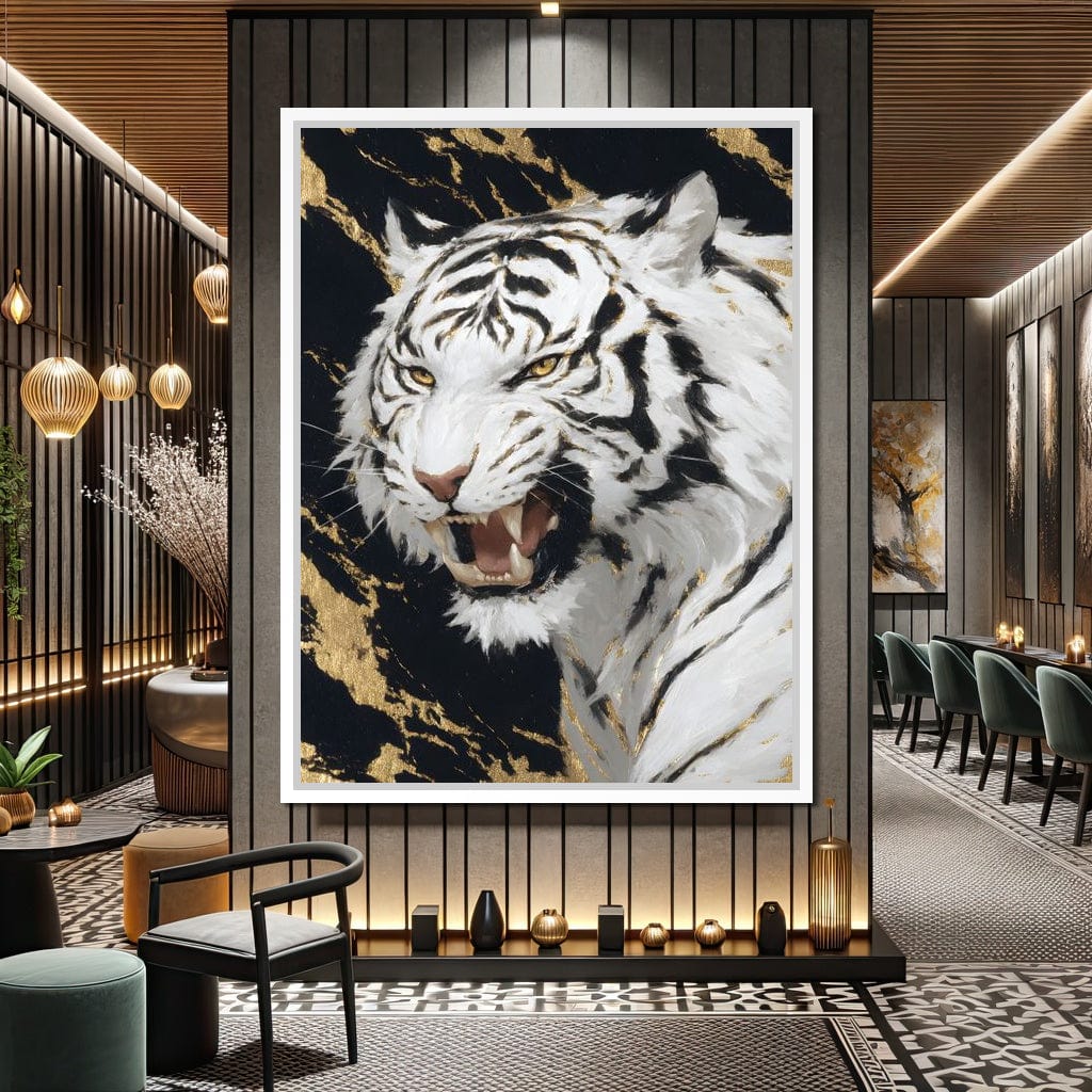 Fierce Aura Golden Roar Canvas Wall Art