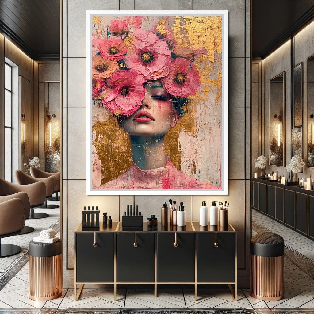Bloomed Reverie in Gold Canvas Wall Art