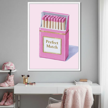 Perfect Match Pink Matchbox Canvas Wall Art