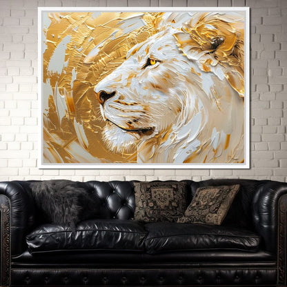 Golden Monarch Lion Canvas Wall Art