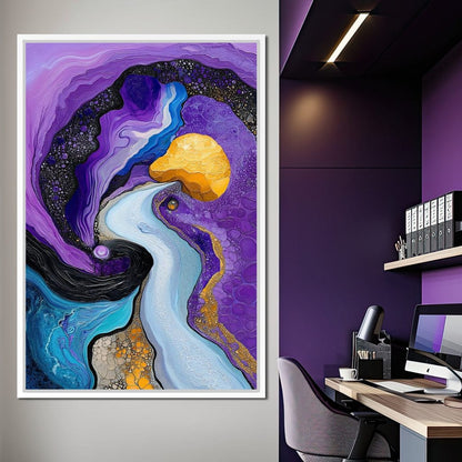 Waves of the Amethyst Sky Canvas Wall Art