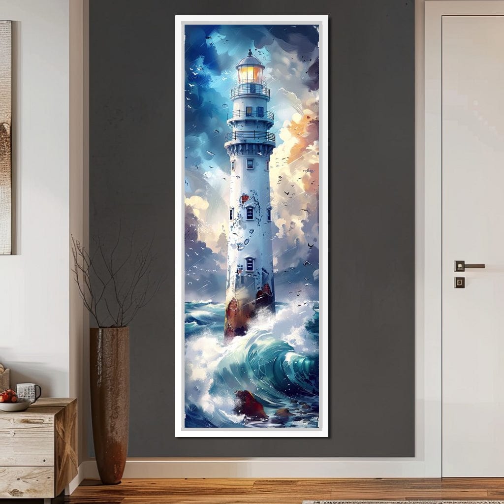Lighthouse Beacon at Sea Canvas Wall Art