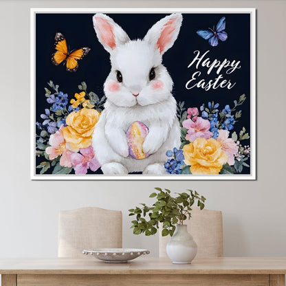 Happy Easter Bunny Watercolor Canvas Wall Art