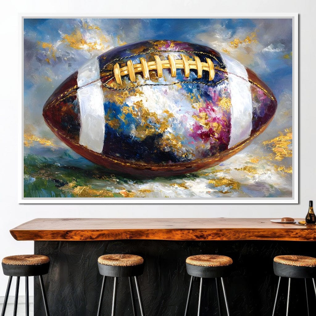 Golden Gridiron Glory Ball Canvas Wall Art