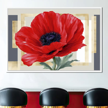 Bold Poppy Bloom Portrait Canvas Wall Art