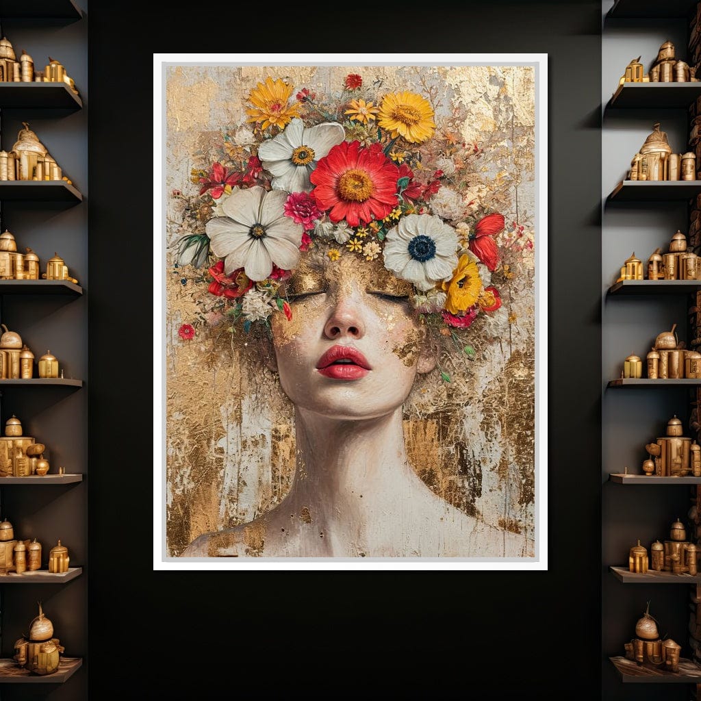 Golden Petal Dreams Canvas Wall Art