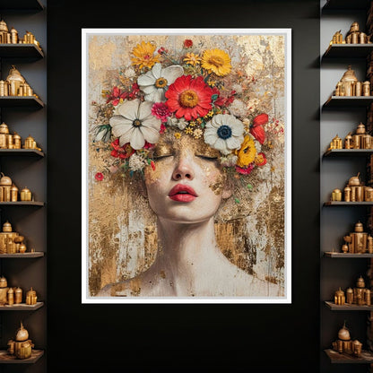 Golden Petal Dreams Canvas Wall Art