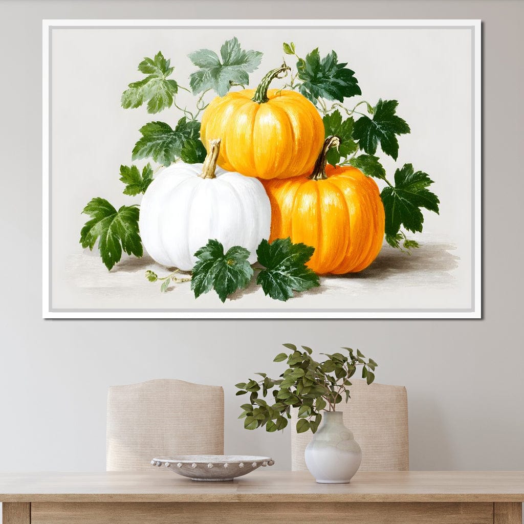 Harvest Pumpkin Trio Botanical Canvas Wall Art