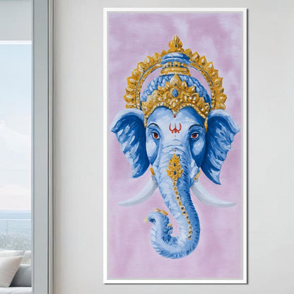 Sacred Blue Ganesha Majesty Canvas Wall Art