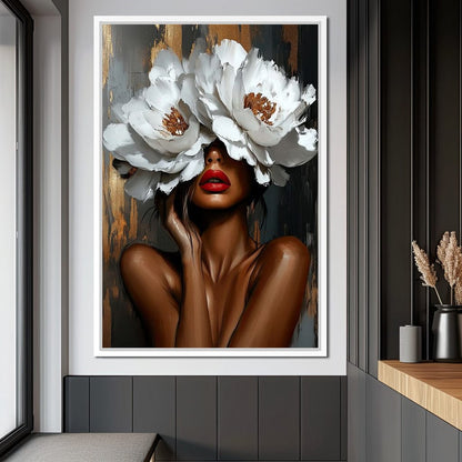 Elegance in Bloom Shadows Canvas Wall Art
