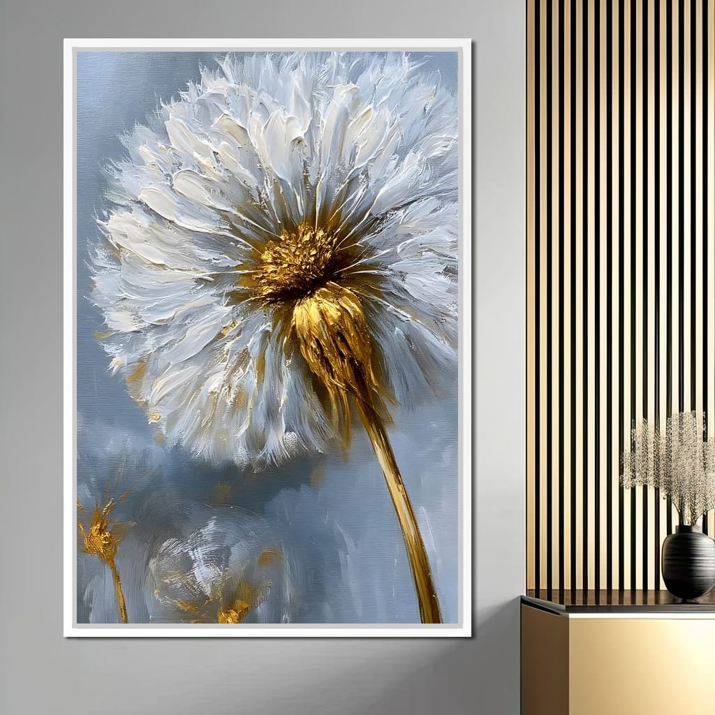 Gilded Dandelion Canvas Wall Art