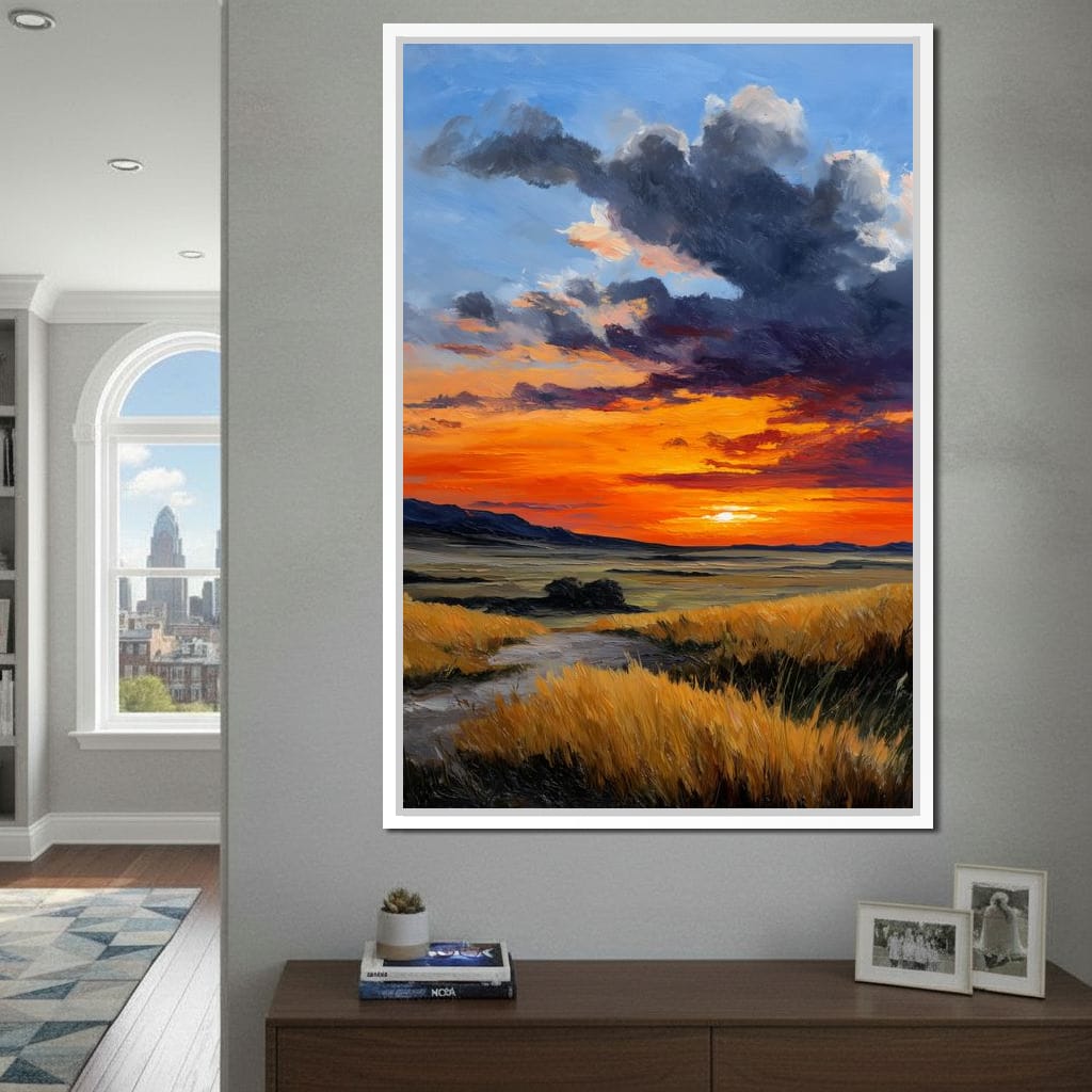 Golden Prairie Sunset Skystorm Canvas Wall Art