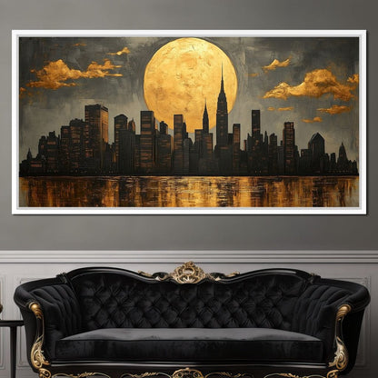 Golden Reflections Skyline Canvas Wall Art