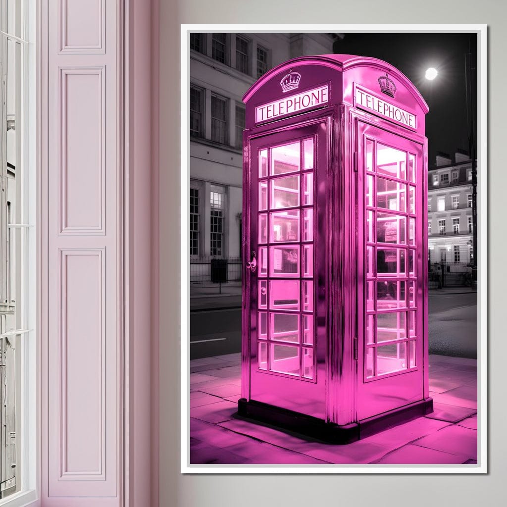 Pink Telephone Booth Canvas Wall Art