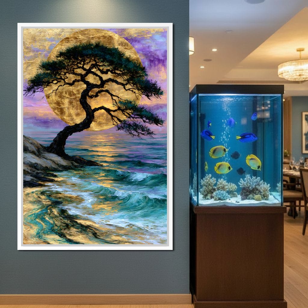 Ancient Pine Before The Gilded Moon Canvas Wall Art