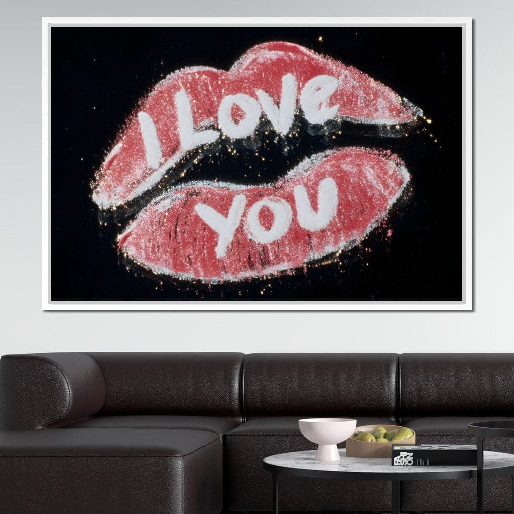 Love You Glitter Kiss Pop Canvas Wall Art