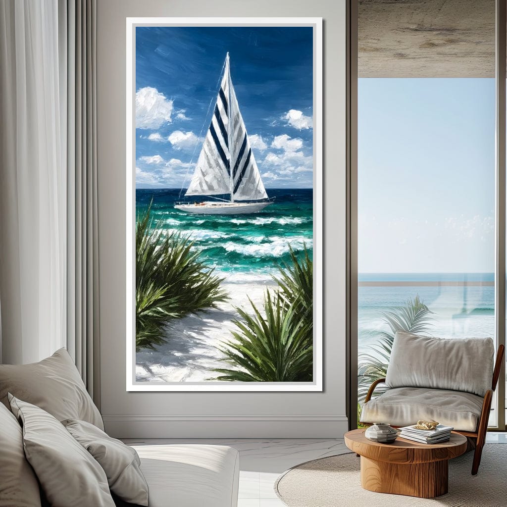 Sailing Beyond Turquoise Waves Canvas Wall Art