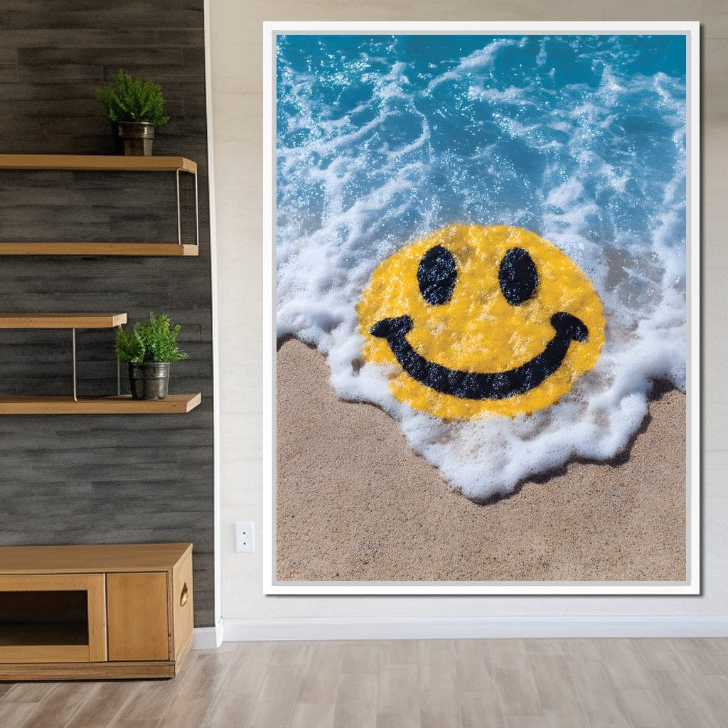 Radiant Beach Wave Smile Burst Canvas Wall Art