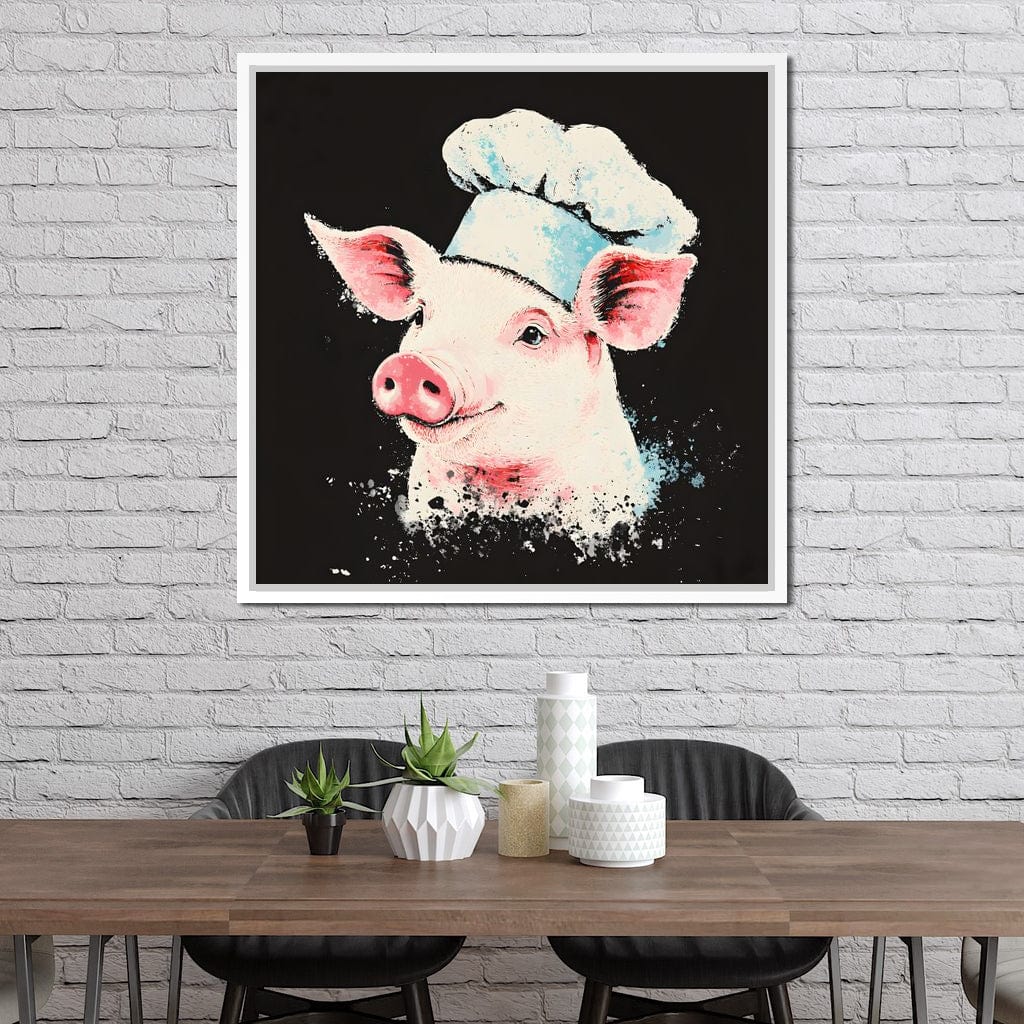 Cheerful Chef Piglet Canvas Wall Art