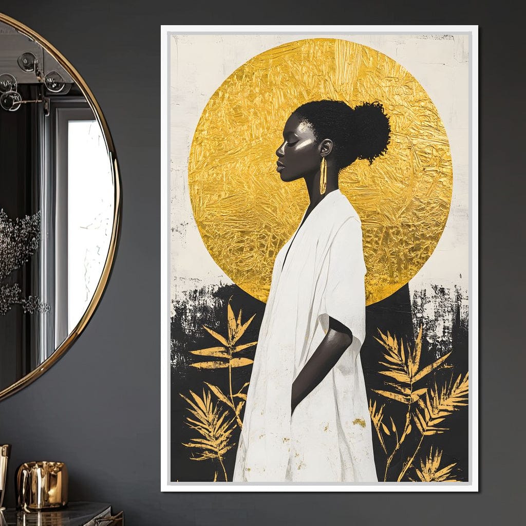 Golden Halo Afrocentric Poise Canvas Wall Art