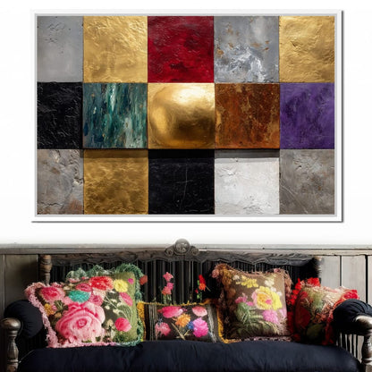 Gilded Mosaic Color Blocks Canvas Wall Art