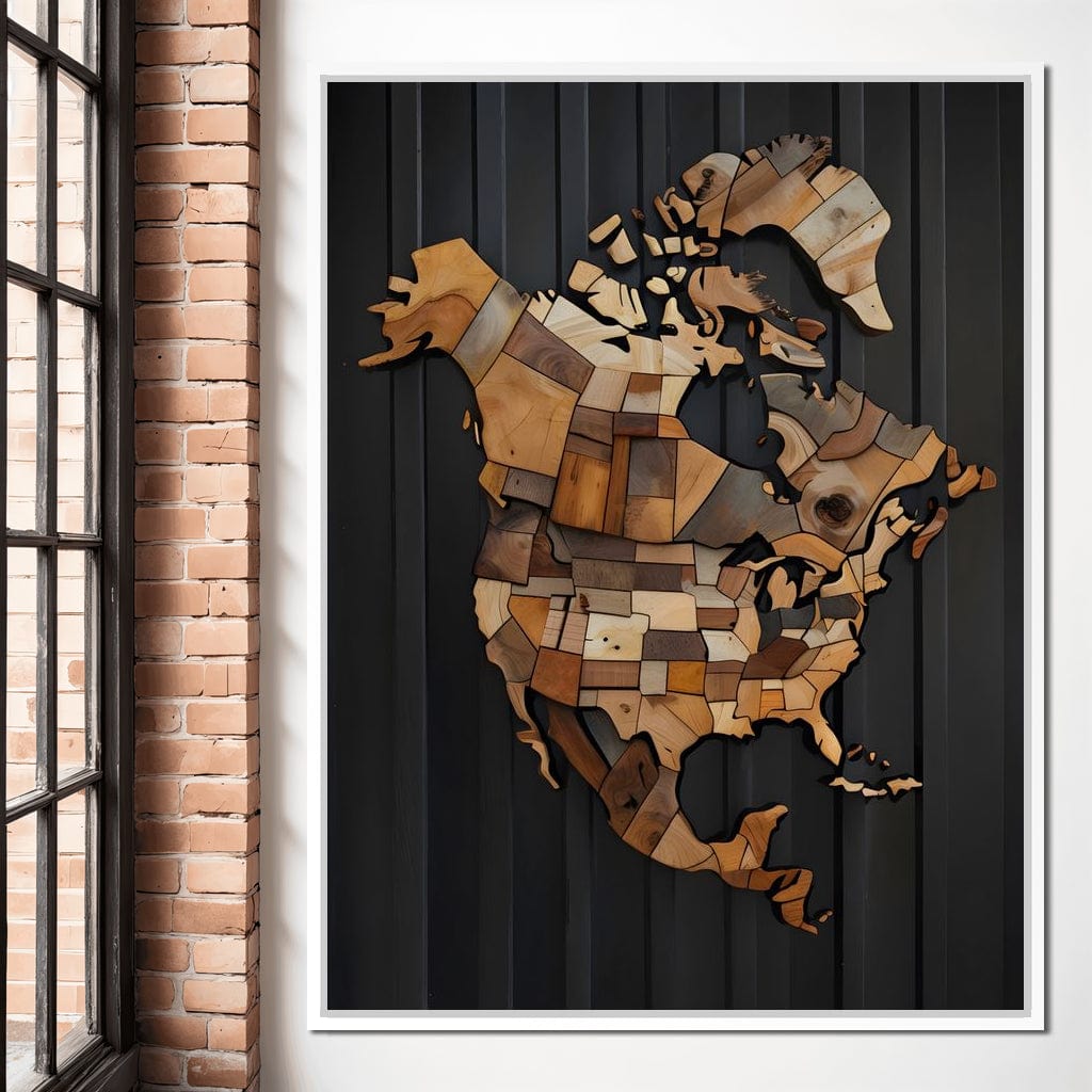 North America & Canada Wooden Art Canvas Wall Art