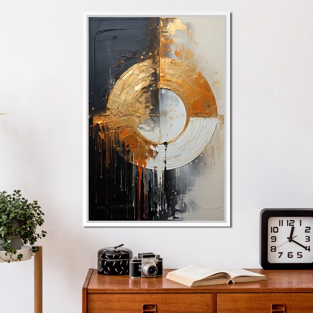 Abyssal Echoes in Gold Abstract Canvas Wall Art