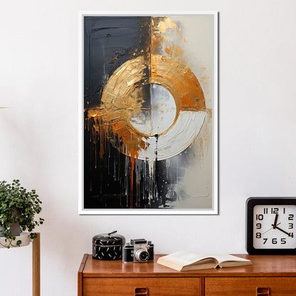 Abyssal Echoes in Gold Abstract Canvas Wall Art