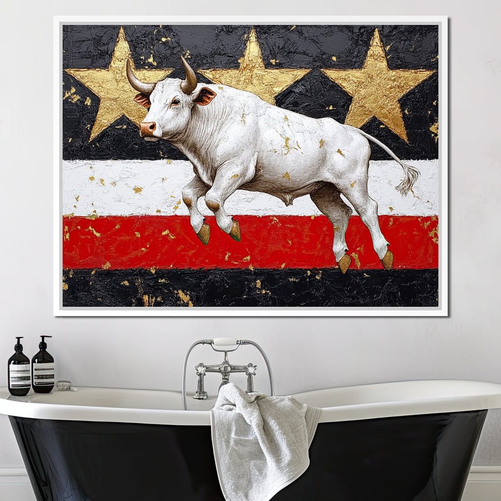 Bull Odyssey Across Stars Canvas Wall Art