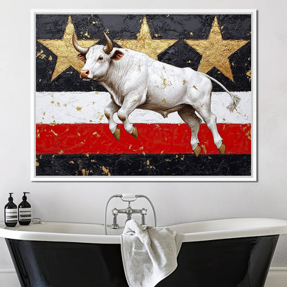 Bull Odyssey Across Stars Canvas Wall Art