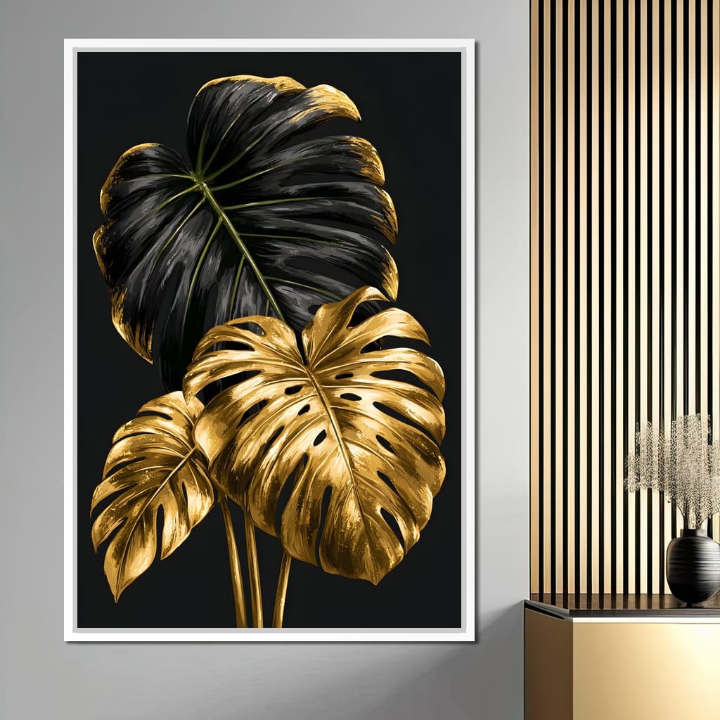 Gilded Foliage Dark Contrast Canvas Wall Art